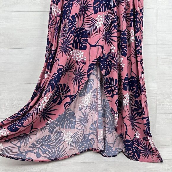 ModCloth x Collectif Maxi Dress 14 Pink Thelma Tropicool V Neck Tie Waist NWT - Picture 8 of 16